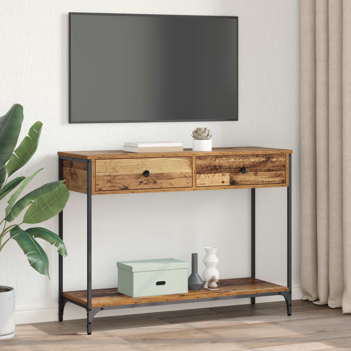 Konsolbord Gammelt træ 100 x 34,5 x 75 cm Konstrueret træ