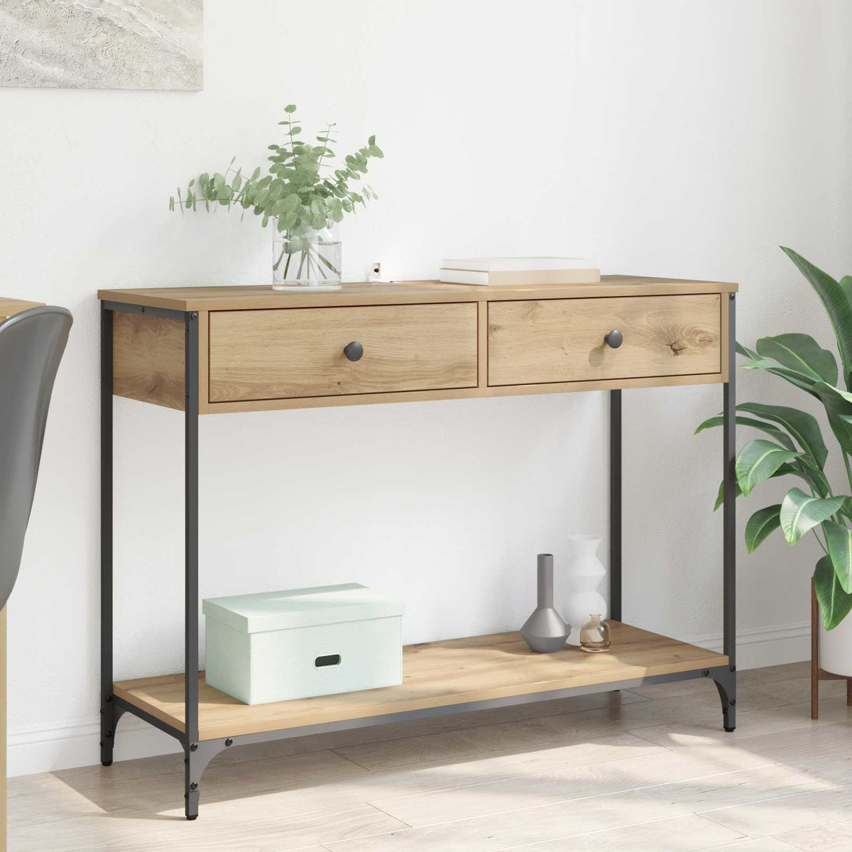 Konsolbord Artisan Egetræ 100 x 34,5 x 75 cm Konstrueret træ