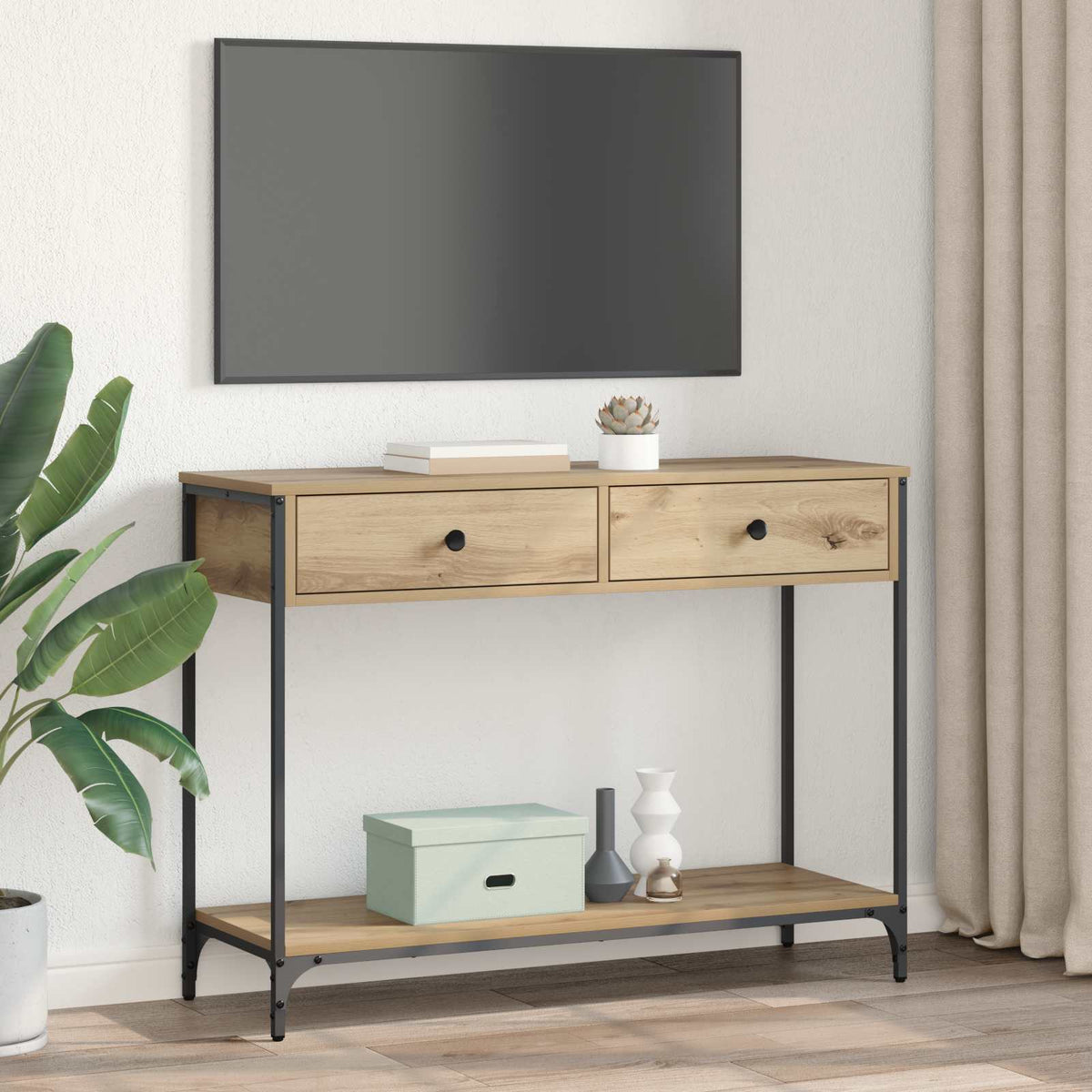Konsolbord Artisan Egetræ 100 x 34,5 x 75 cm Konstrueret træ