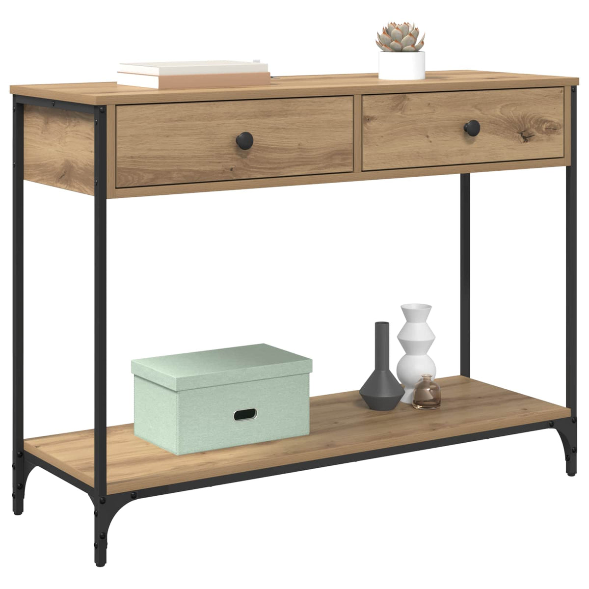 Konsolbord Artisan Egetræ 100 x 34,5 x 75 cm Konstrueret træ