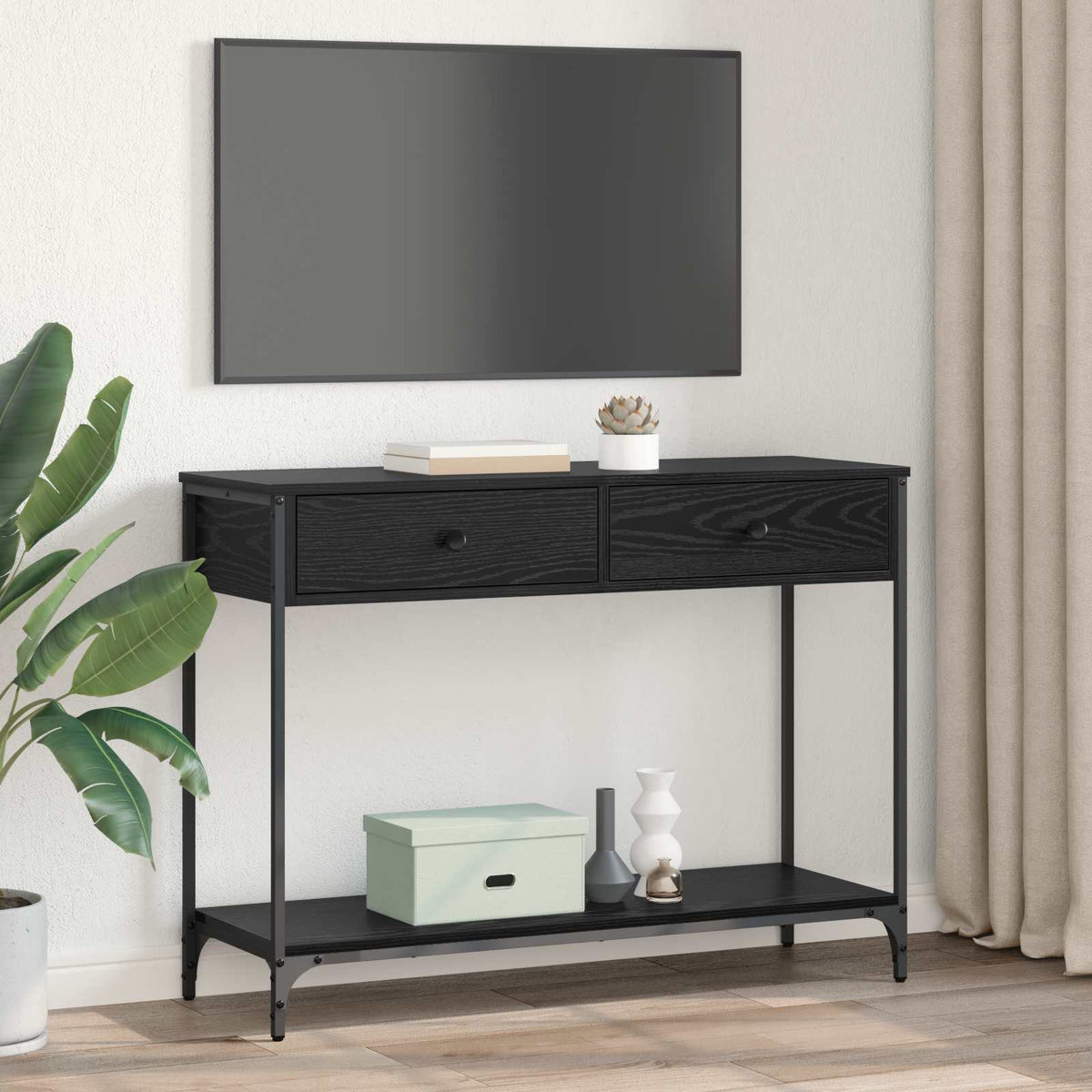 Konsolbord Sort eg 100 x 34,5 x 75 cm Konstrueret træ