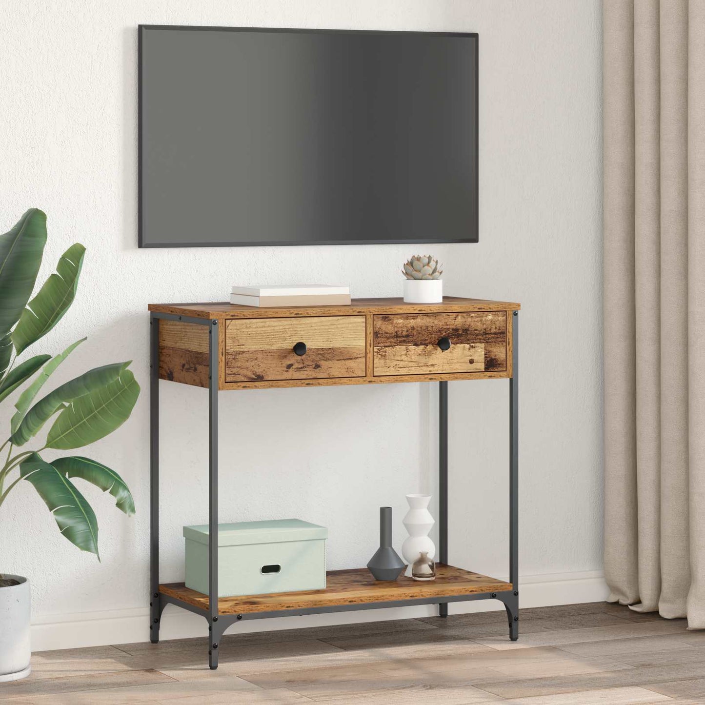 Konsolbord Gammelt træ 75 x 34,5 x 75 cm Konstrueret træ