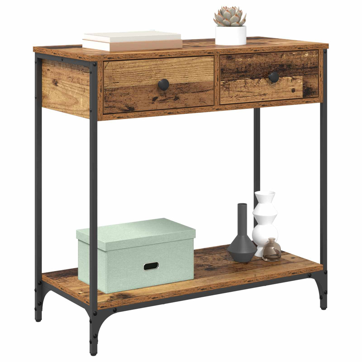 Konsolbord Gammelt træ 75 x 34,5 x 75 cm Konstrueret træ