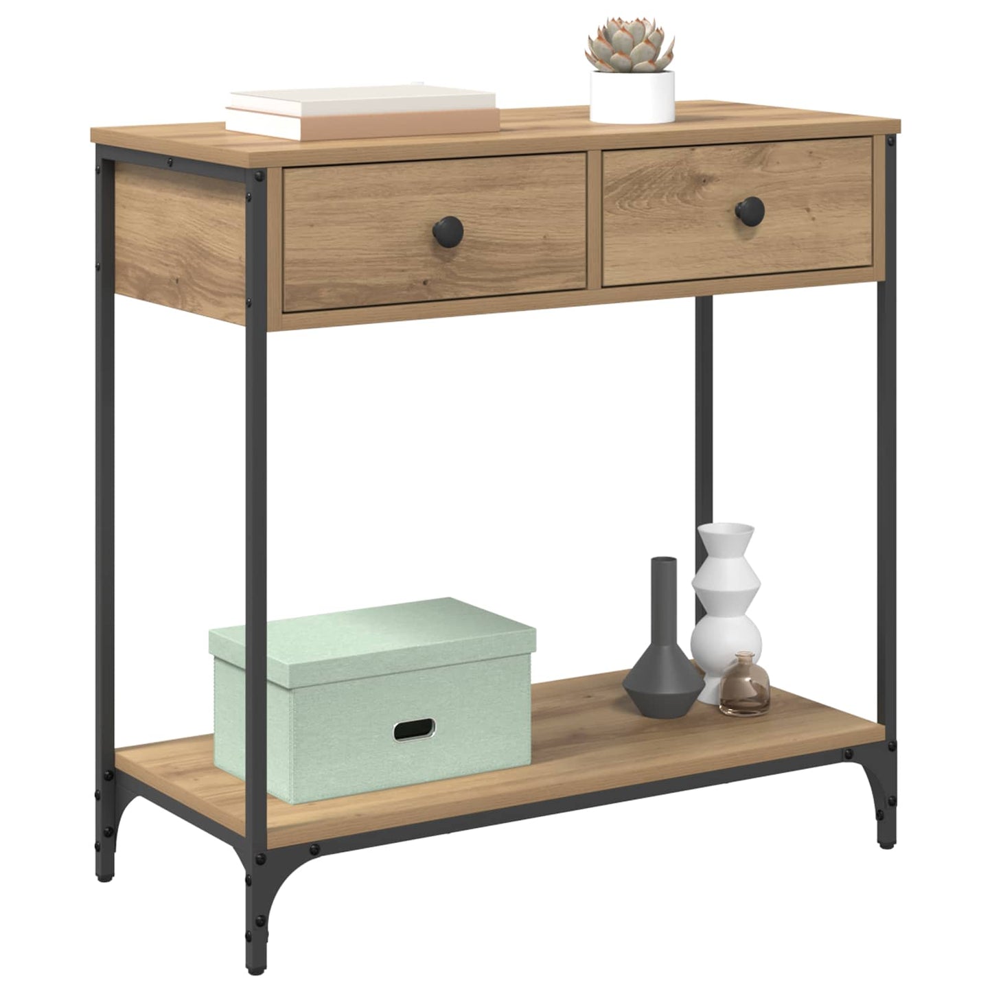 Konsolbord Artisan Egetræ 75 x 34,5 x 75 cm Konstrueret træ