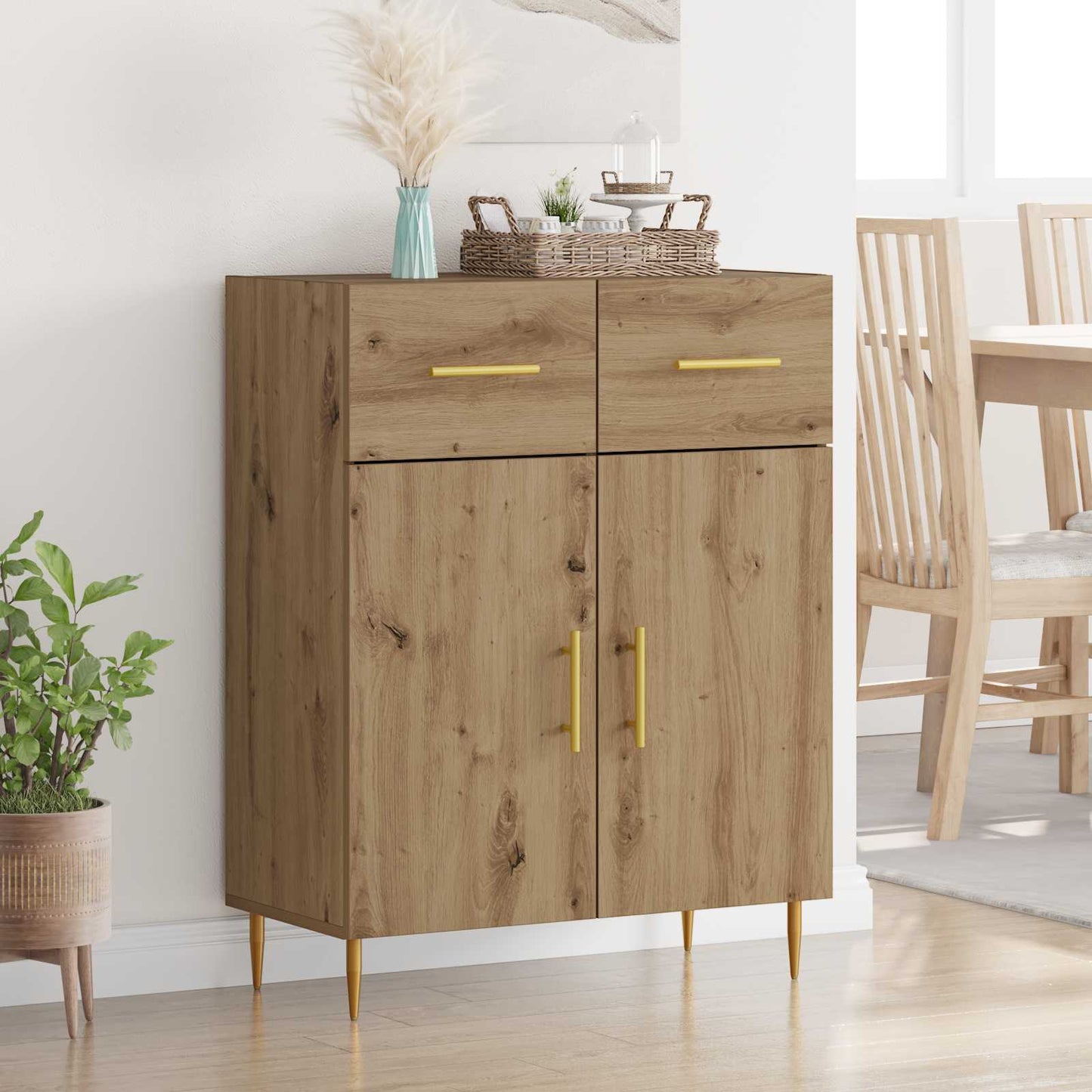 Sideboard Artisan Egetræ 69,5 x 34 x 90 cm Konstrueret træ