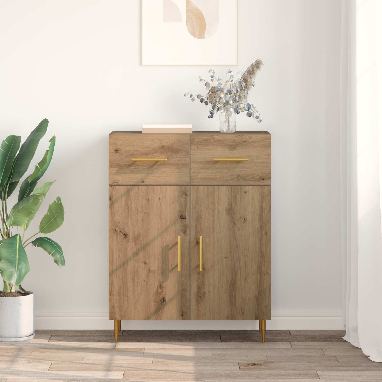 Sideboard Artisan Egetræ 69,5 x 34 x 90 cm Konstrueret træ