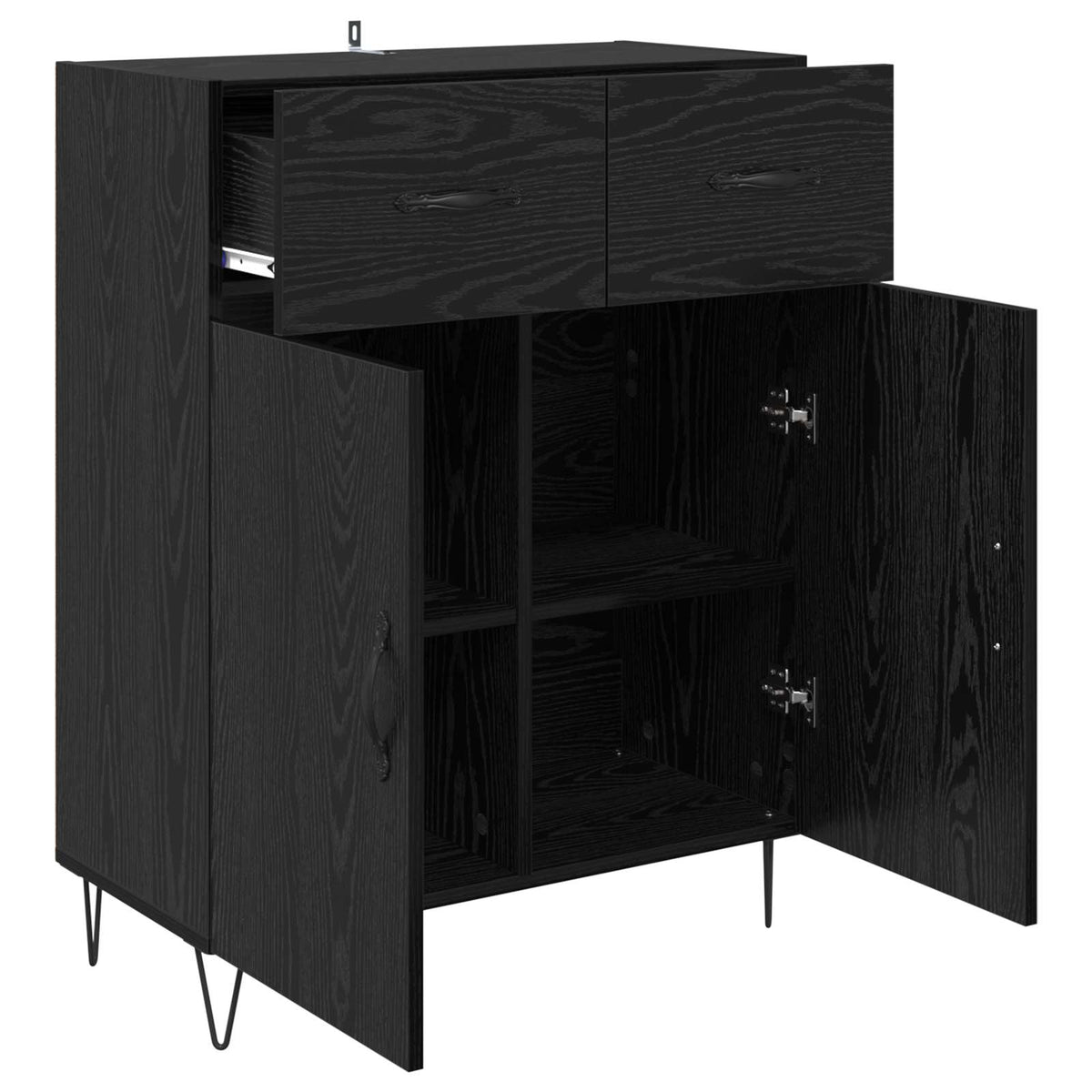 Sideboard Sort eg 69,5 x 34 x 90 cm Konstrueret træ