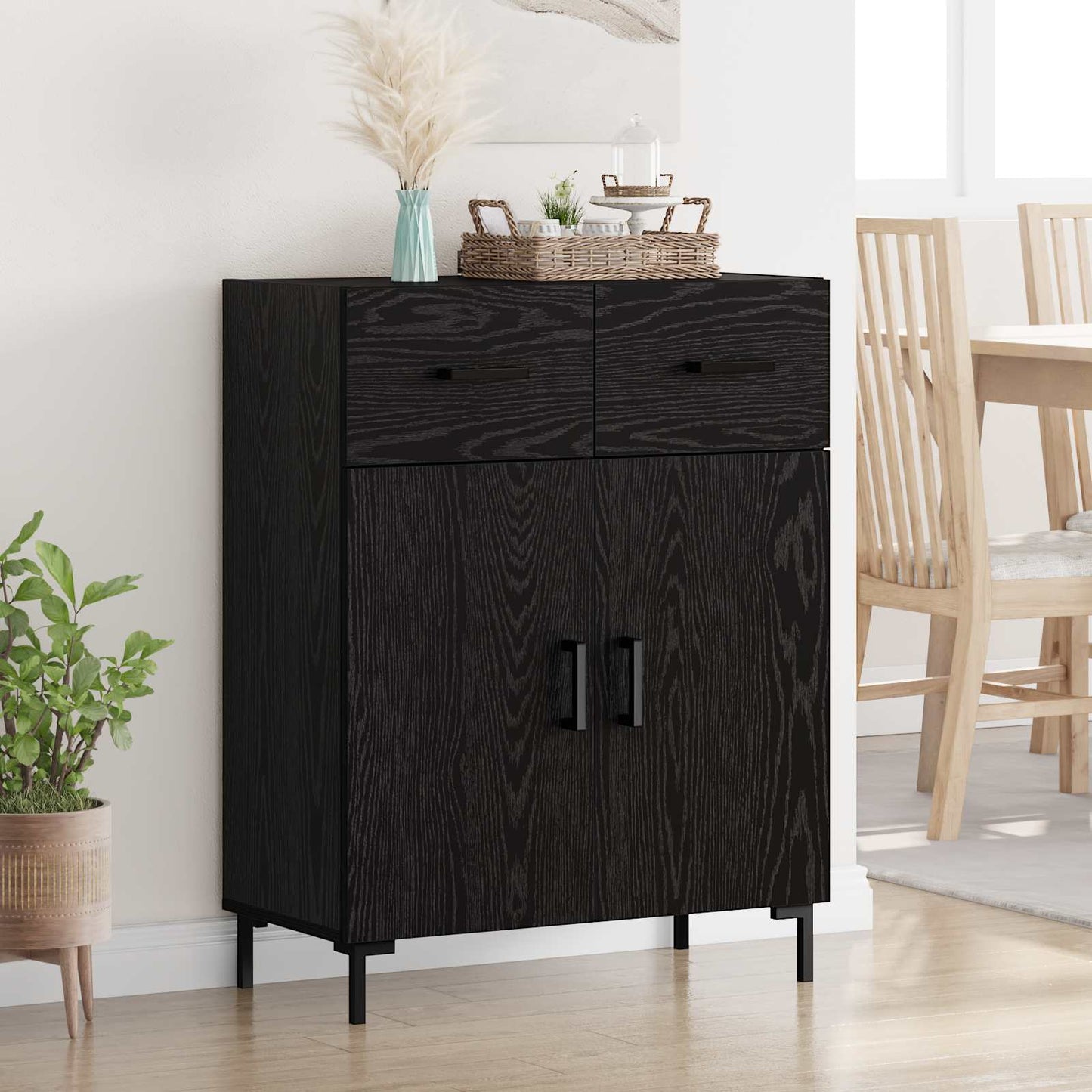 Sideboard Sort eg 69,5 x 34 x 90 cm Konstrueret træ