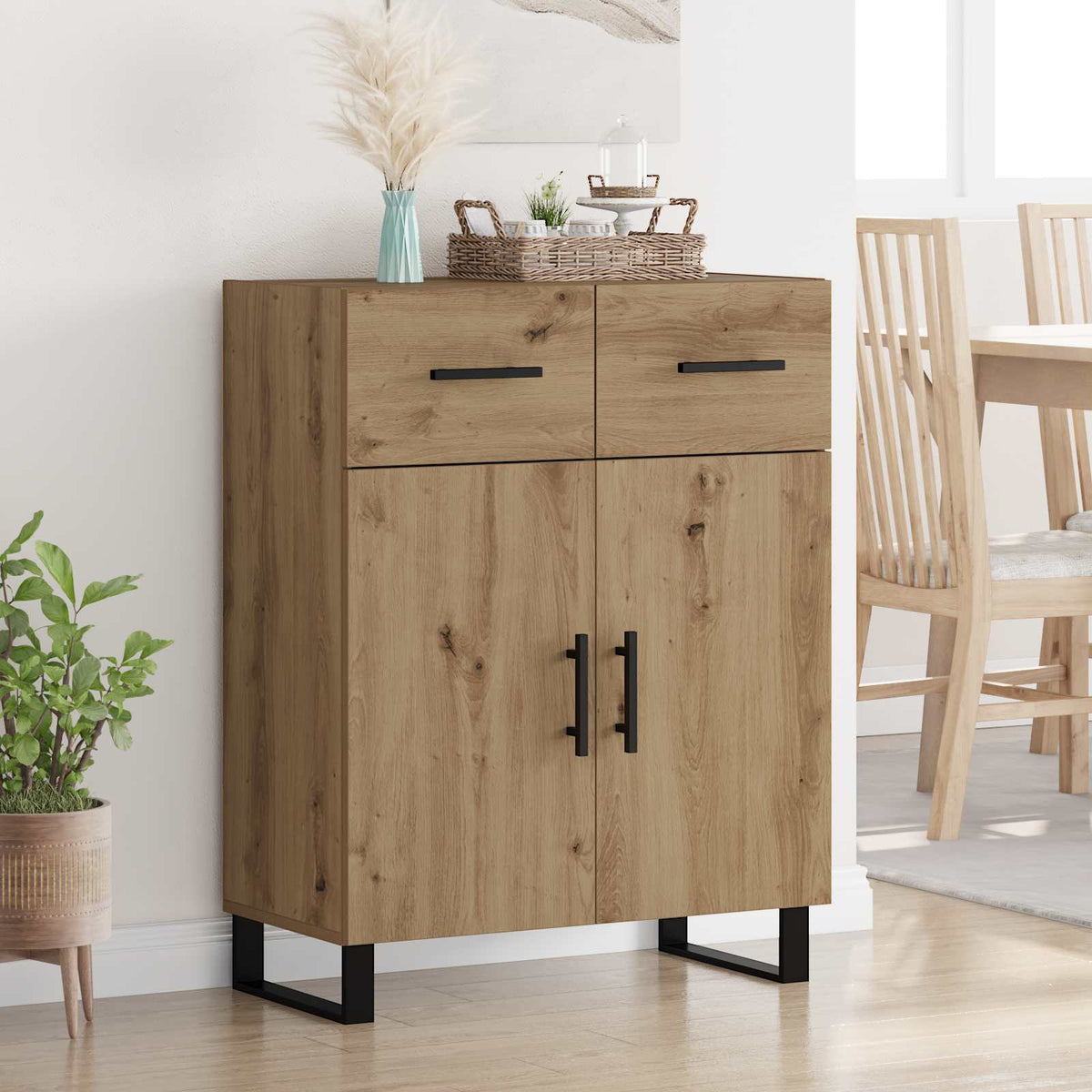 Sideboard Artisan Egetræ 69,5 x 34 x 90 cm Konstrueret træ