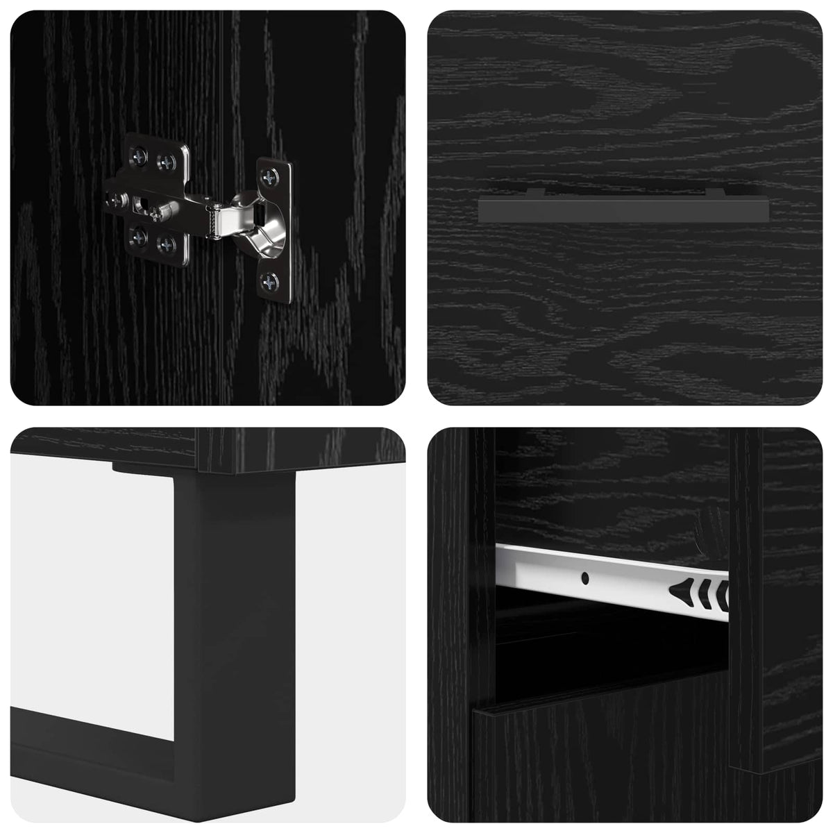 Sideboard Sort eg 69,5 x 34 x 90 cm Konstrueret træ