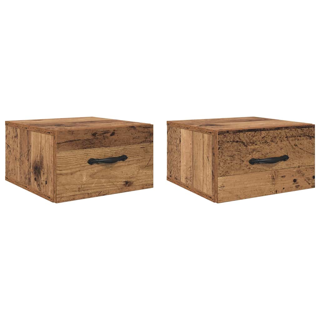 Natskab 2 stk. Gammelt træ 35 x 35 x 20 cm Konstrueret træ