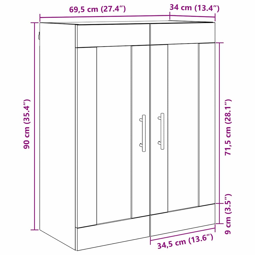 Vægskab Gammelt træ 69,5 x 34 x 90 cm Konstrueret træ