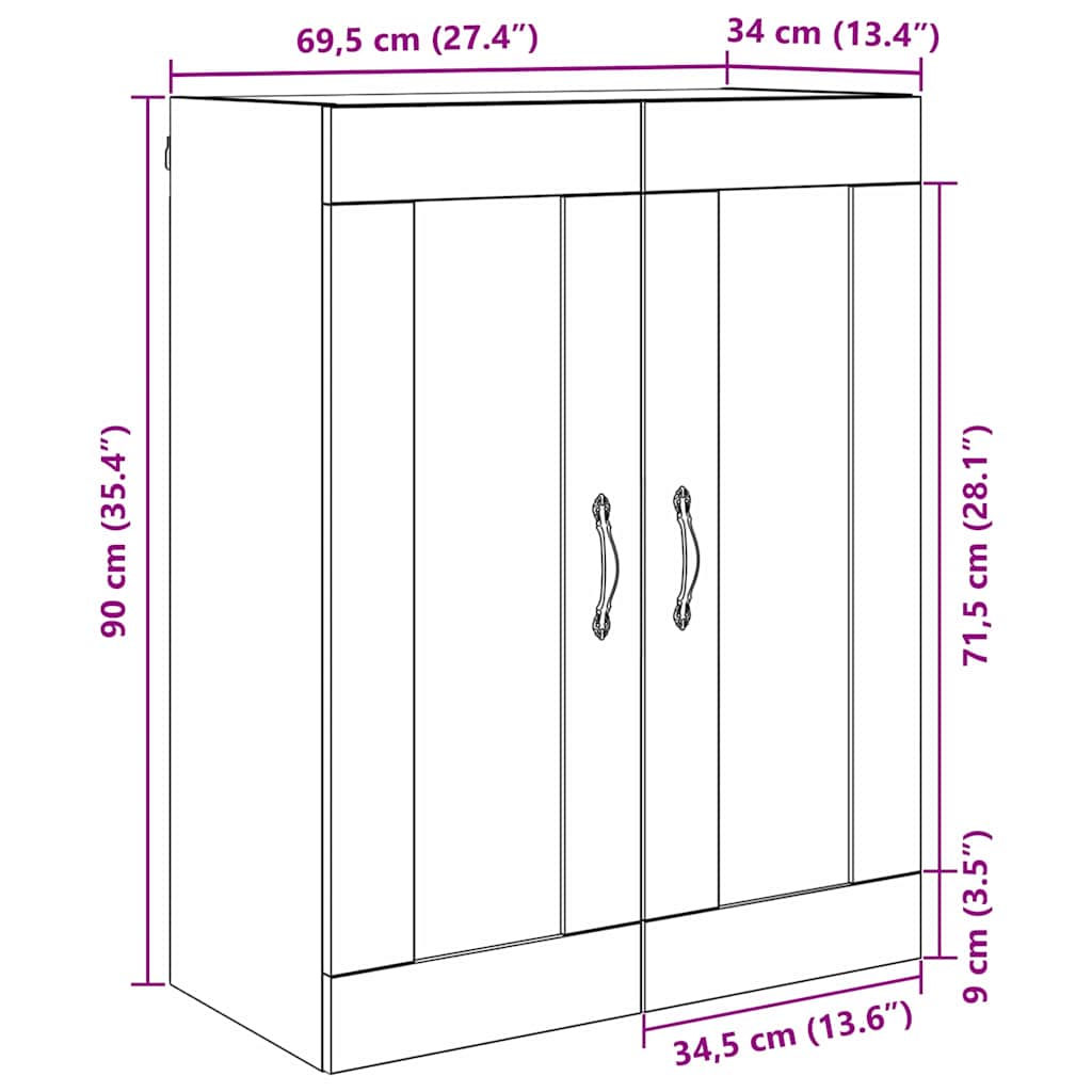 Vægskab Gammelt træ 69,5 x 34 x 90 cm Konstrueret træ