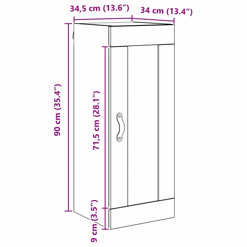 Vægskab Gammelt træ 34,5 x 34 x 90 cm Konstrueret træ