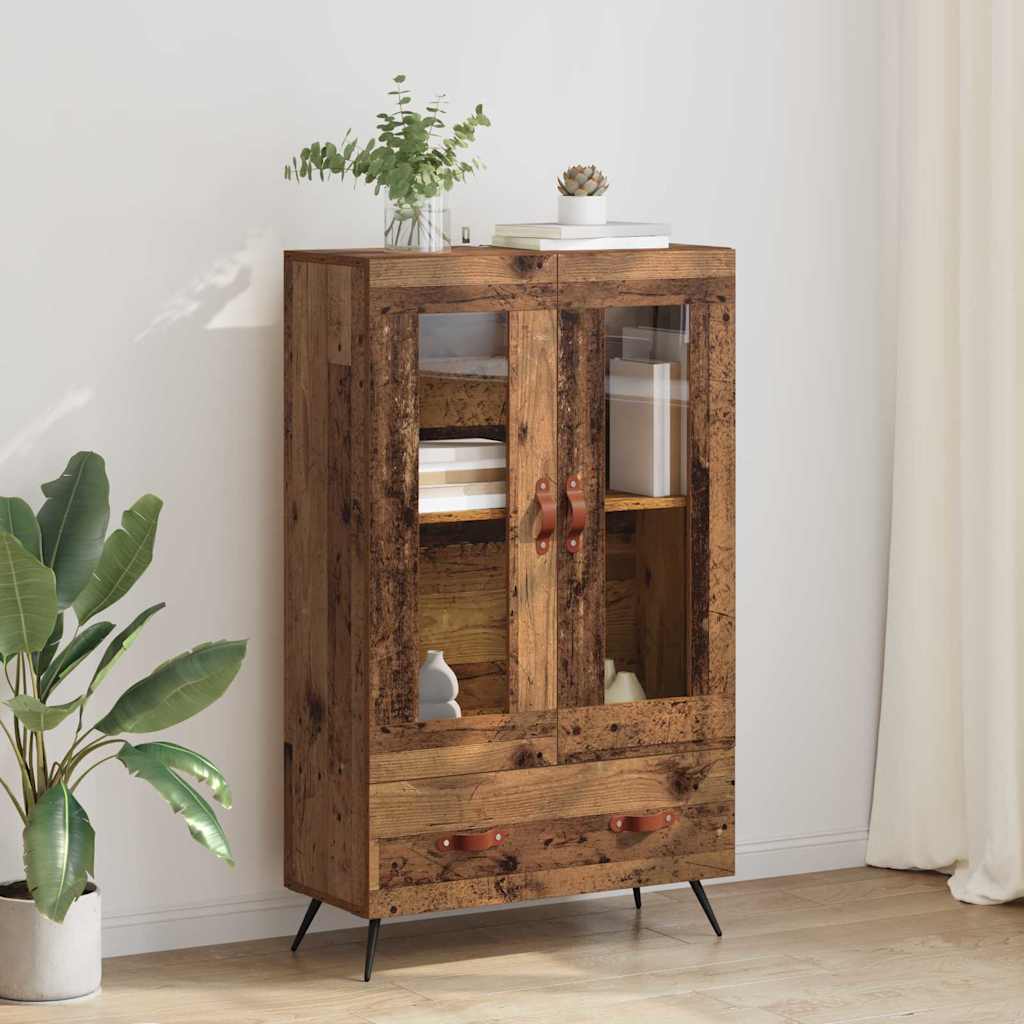 Highboard Gammelt træ 69,5 x 31 x 115 cm Ingeniørtræ og glas
