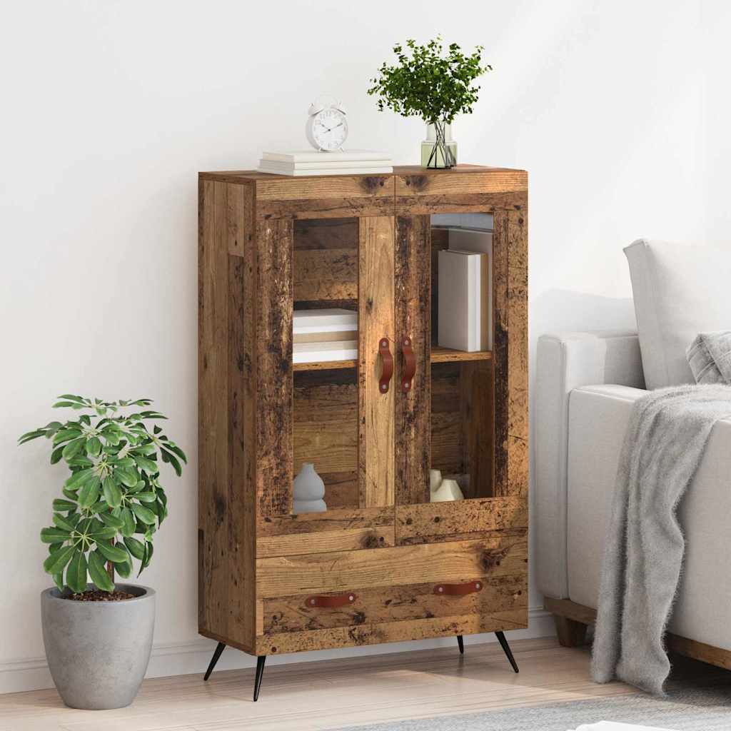 Highboard Gammelt træ 69,5 x 31 x 115 cm Ingeniørtræ og glas
