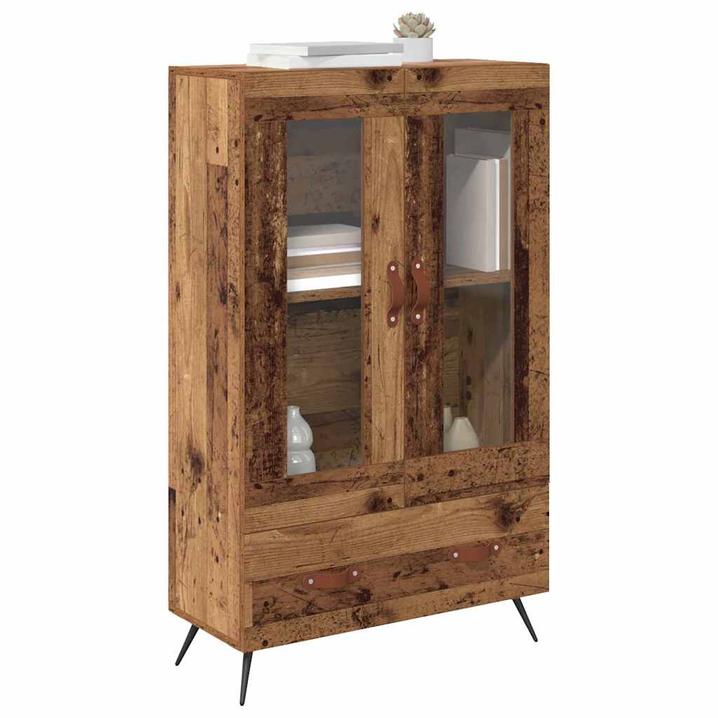Highboard Gammelt træ 69,5 x 31 x 115 cm Ingeniørtræ og glas