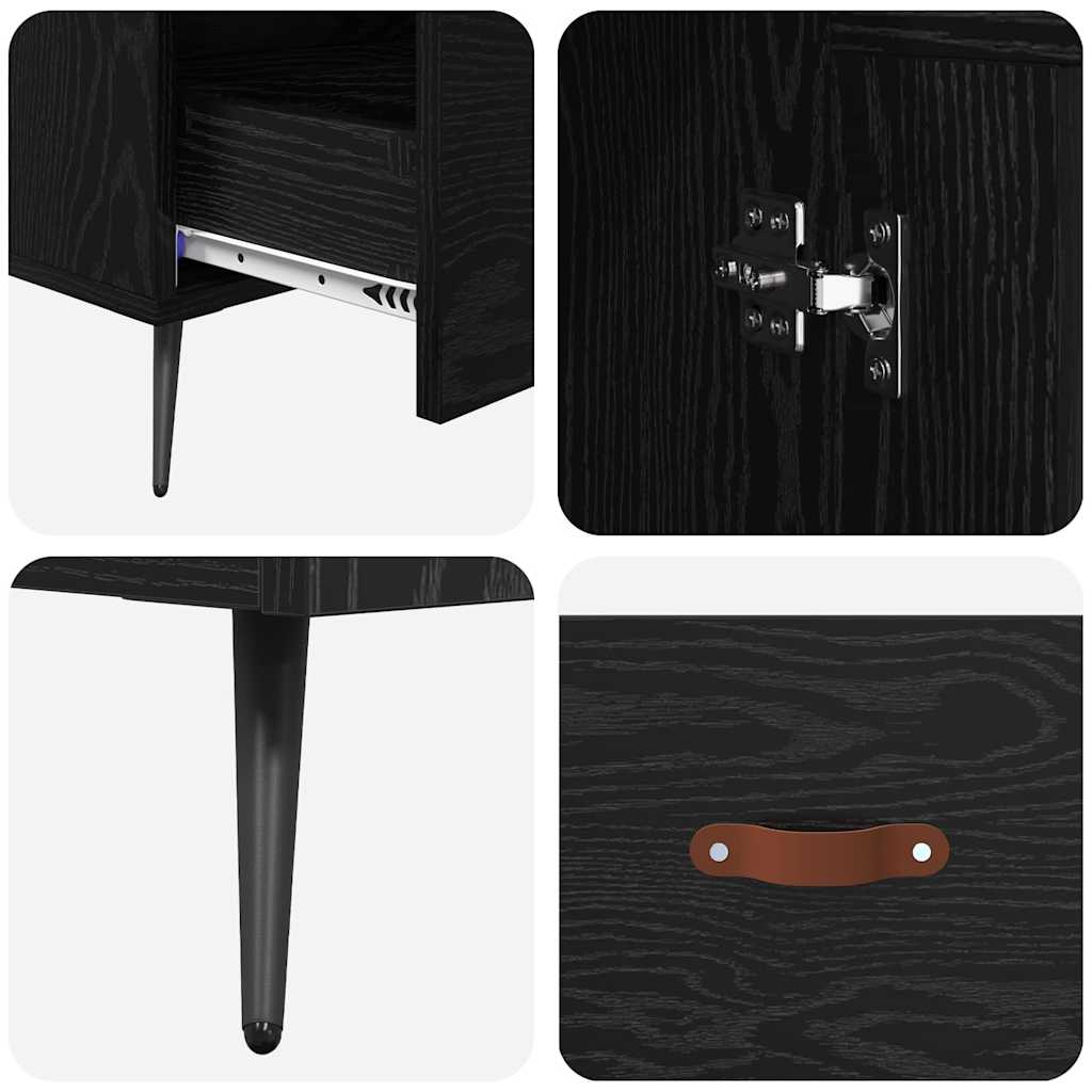 Highboard Sort eg 69,5 x 31 x 115 cm Ingeniørtræ og glas