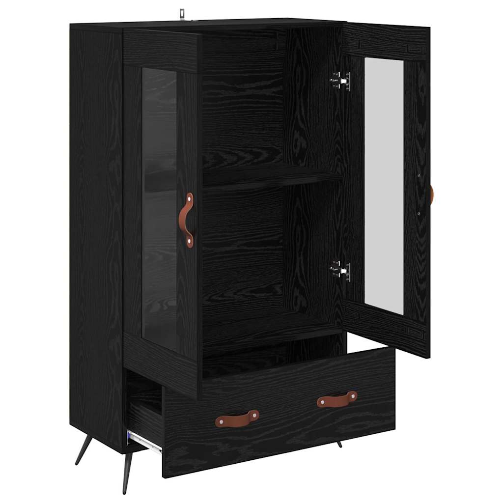 Highboard Sort eg 69,5 x 31 x 115 cm Ingeniørtræ og glas