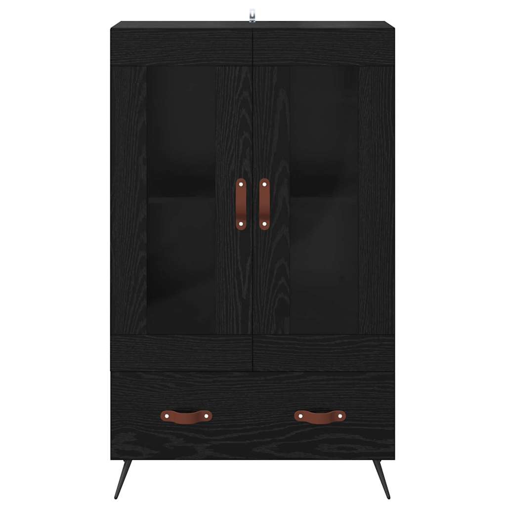 Highboard Sort eg 69,5 x 31 x 115 cm Ingeniørtræ og glas
