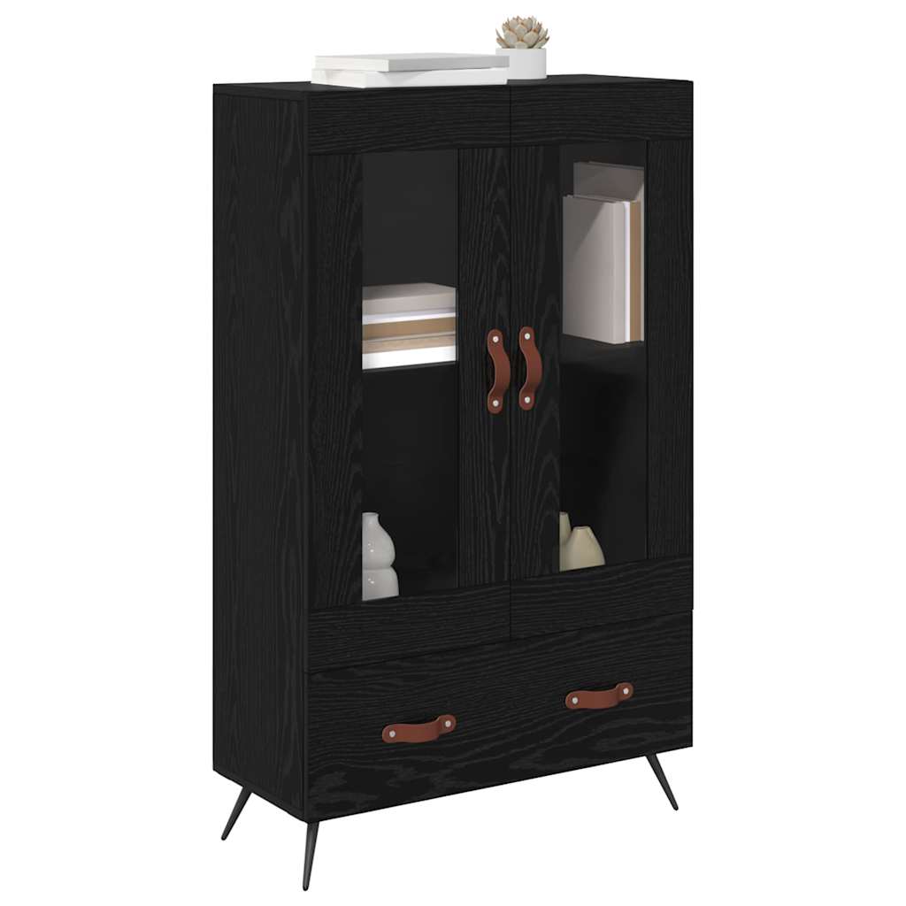 Highboard Sort eg 69,5 x 31 x 115 cm Ingeniørtræ og glas