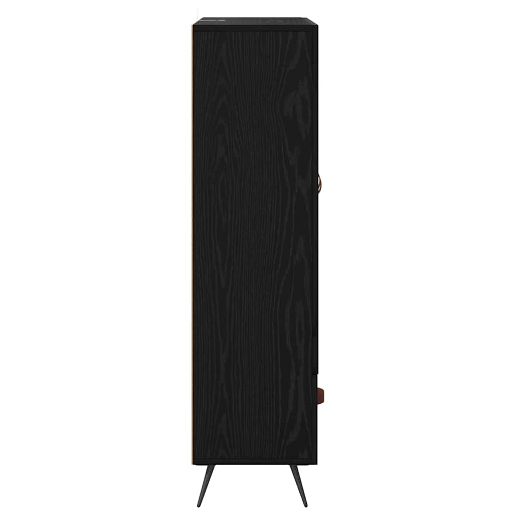 Highboard Sort eg 69,5 x 31 x 115 cm Ingeniørtræ og glas