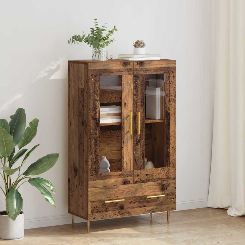 Highboard Gammelt træ 69,5 x 31 x 115 cm Ingeniørtræ og glas