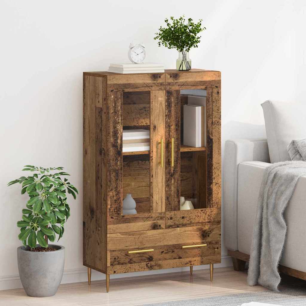 Highboard Gammelt træ 69,5 x 31 x 115 cm Ingeniørtræ og glas