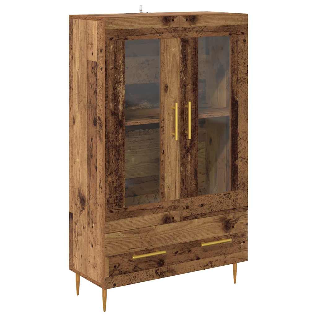 Highboard Gammelt træ 69,5 x 31 x 115 cm Ingeniørtræ og glas