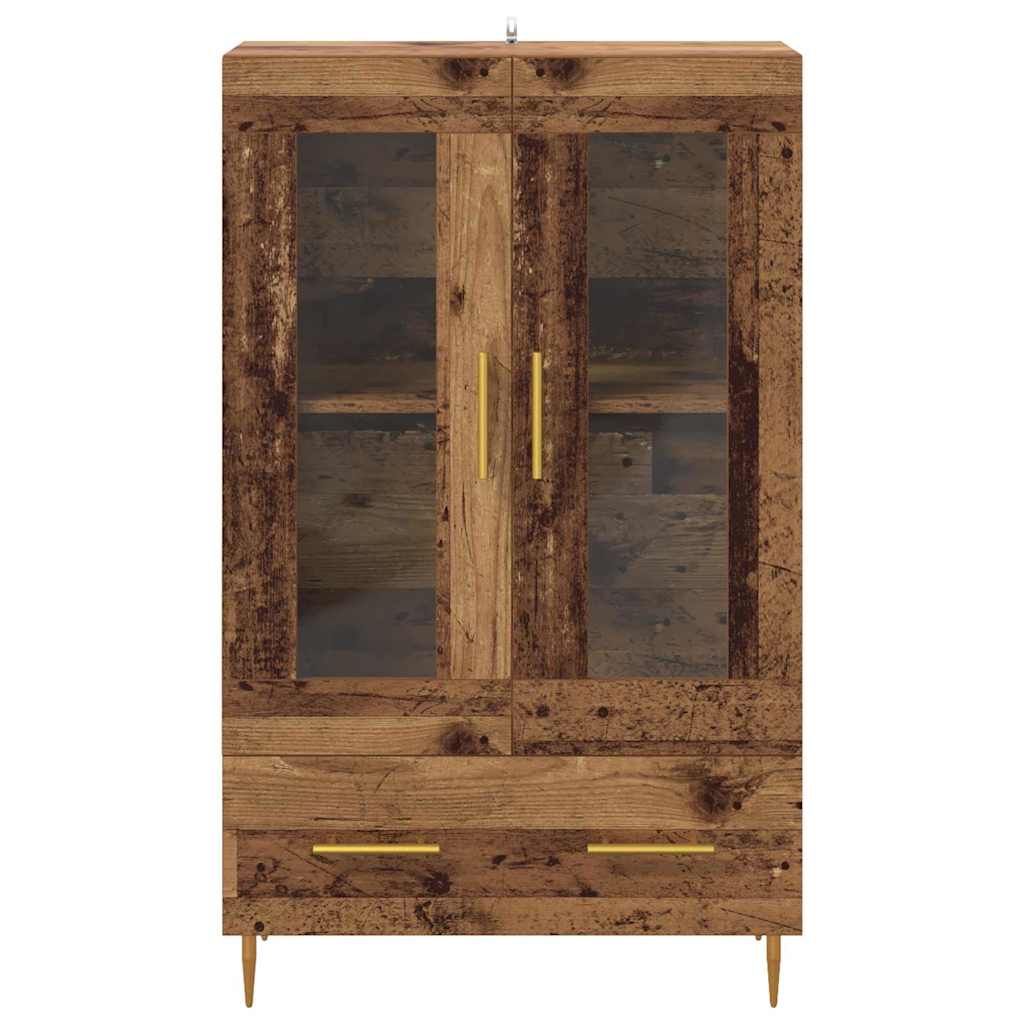 Highboard Gammelt træ 69,5 x 31 x 115 cm Ingeniørtræ og glas