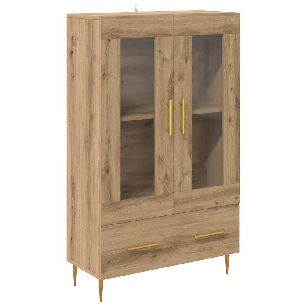 Highboard Artisan Egetræ 69,5 x 31 x 115 cm Ingeniørtræ og glas