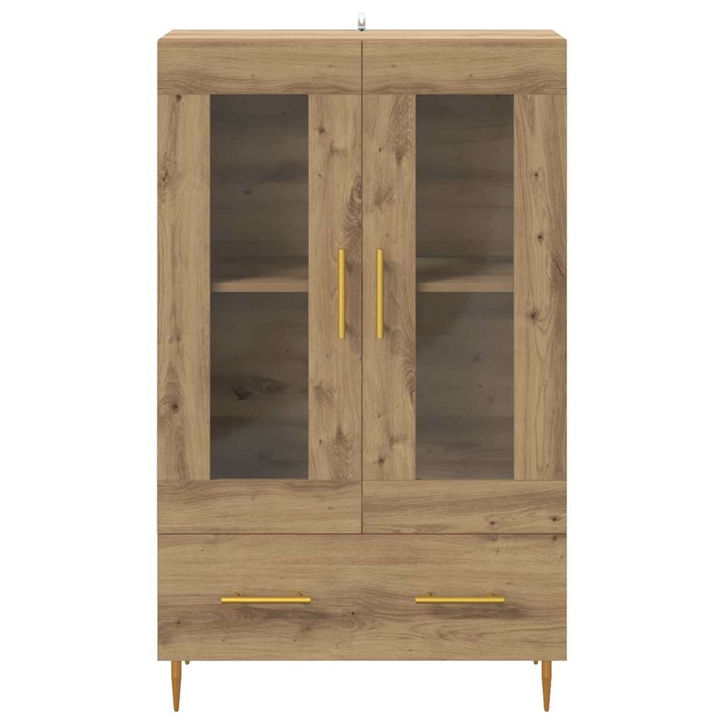 Highboard Artisan Egetræ 69,5 x 31 x 115 cm Ingeniørtræ og glas