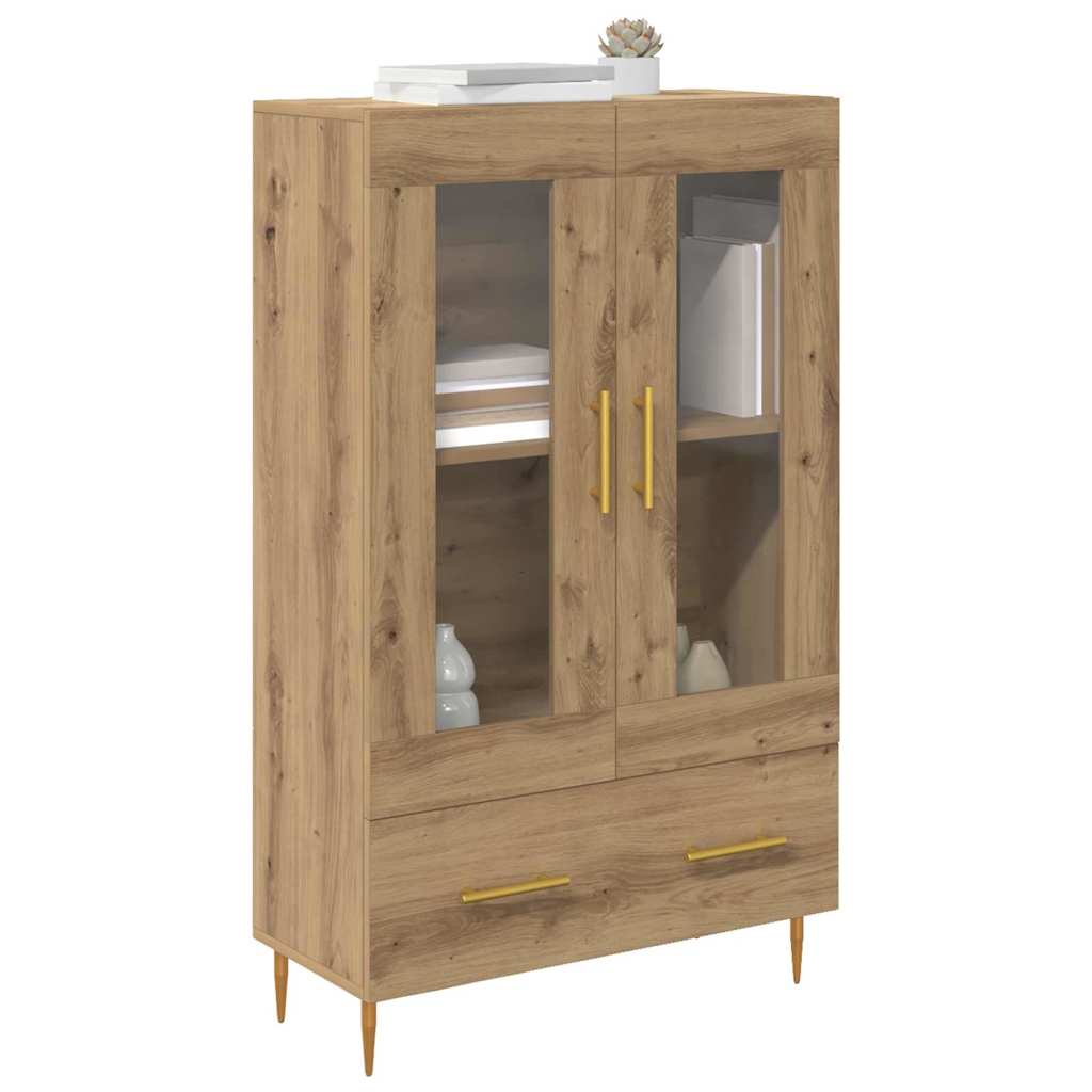 Highboard Artisan Egetræ 69,5 x 31 x 115 cm Ingeniørtræ og glas