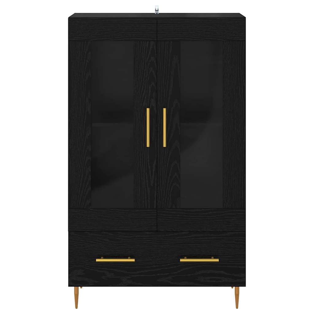 Highboard Sort eg 69,5 x 31 x 115 cm Ingeniørtræ og glas