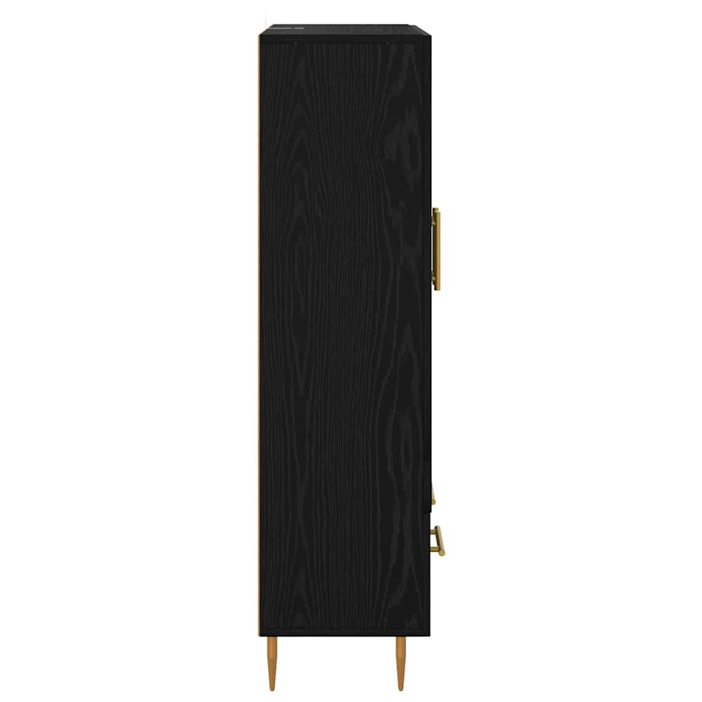 Highboard Sort eg 69,5 x 31 x 115 cm Ingeniørtræ og glas