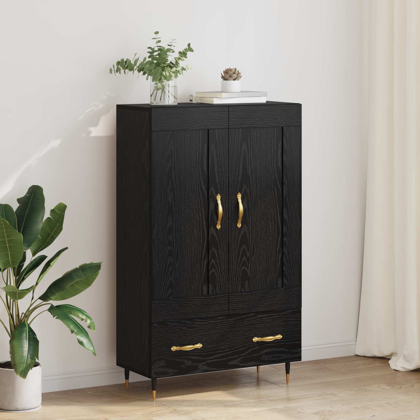 Highboard Sort eg 69,5 x 31 x 115 cm Konstrueret træ