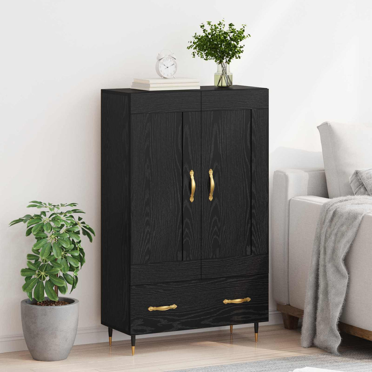Highboard Sort eg 69,5 x 31 x 115 cm Konstrueret træ