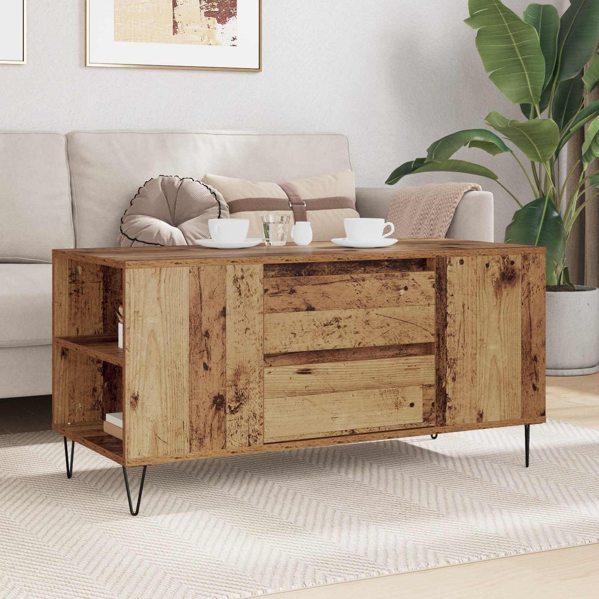 Sofabord Gammelt træ 102 x 44,5 x 50 cm Konstrueret træ