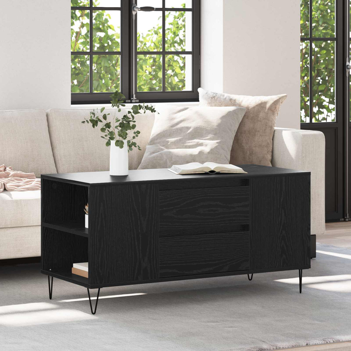 Sofabord Sort eg 102 x 44,5 x 50 cm Konstrueret træ