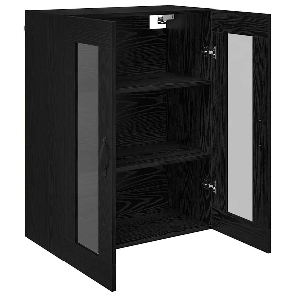 Vægskab Sort eg 69,5 x 34 x 90 cm Ingeniørtræ og glas