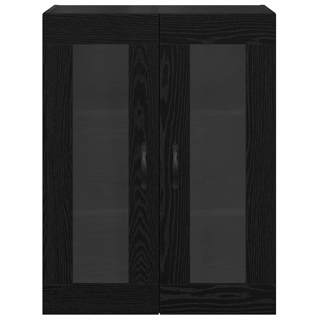 Vægskab Sort eg 69,5 x 34 x 90 cm Ingeniørtræ og glas