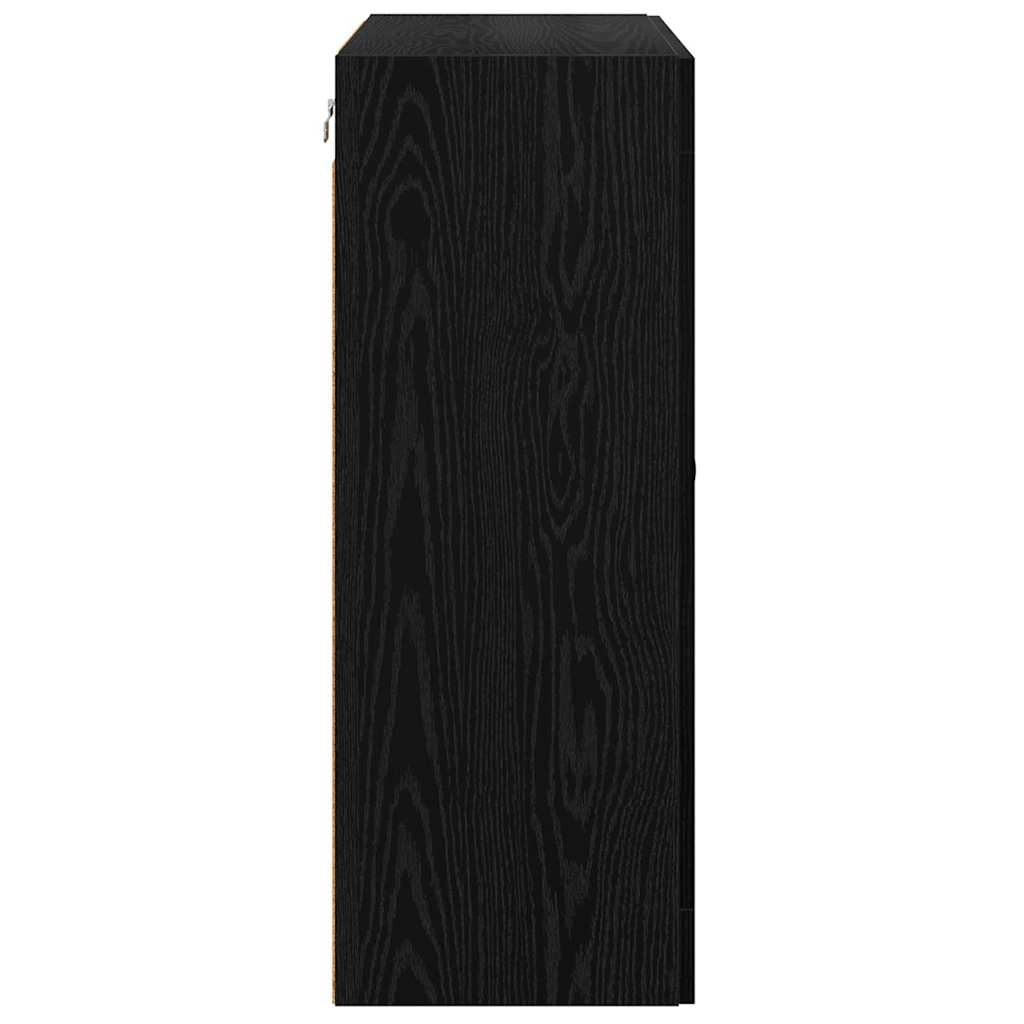Vægskab Sort eg 69,5 x 34 x 90 cm Ingeniørtræ og glas