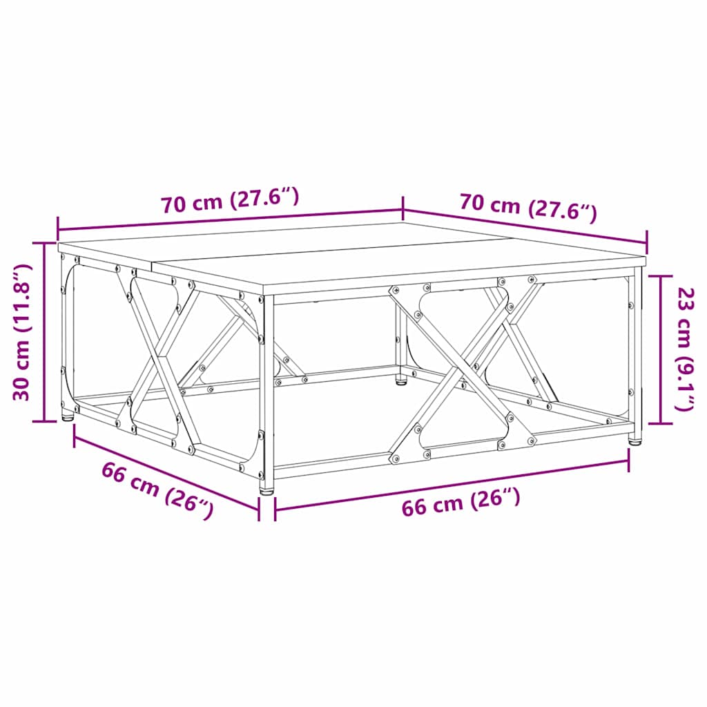 Sofabord Gammelt træ 70 x 70 x 30 cm Konstrueret træ