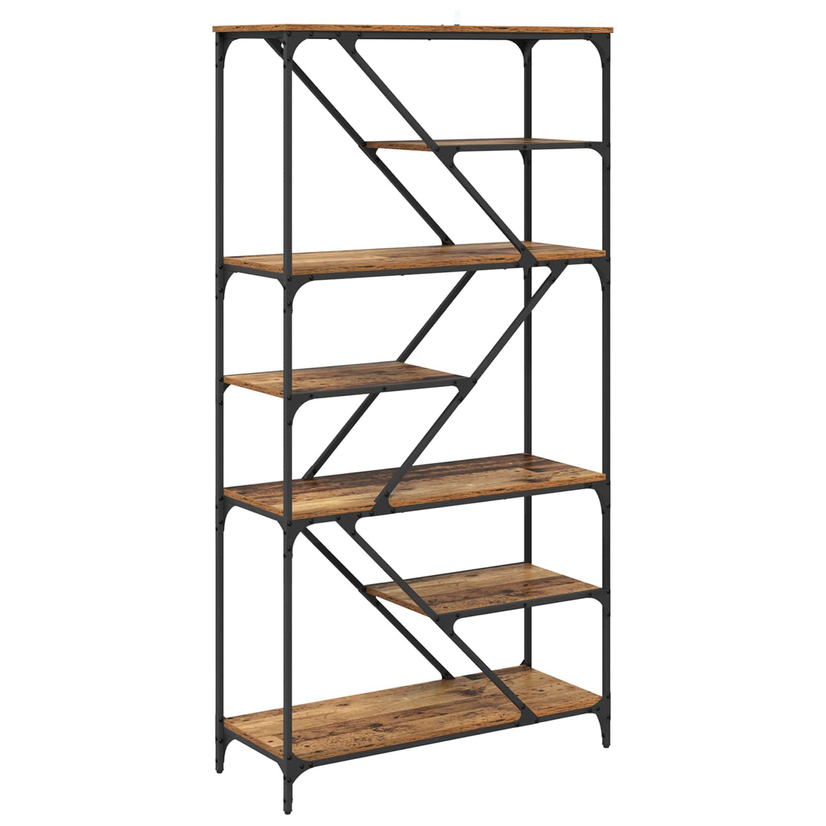 Bogreol 9 niveauer 91 x 36 x 176 cm Konstrueret træ Gammelt træ