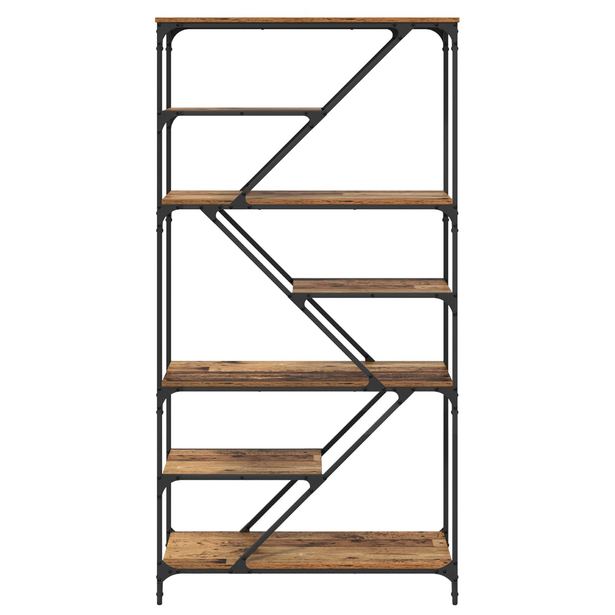 Bogreol 9 niveauer 91 x 36 x 176 cm Konstrueret træ Gammelt træ