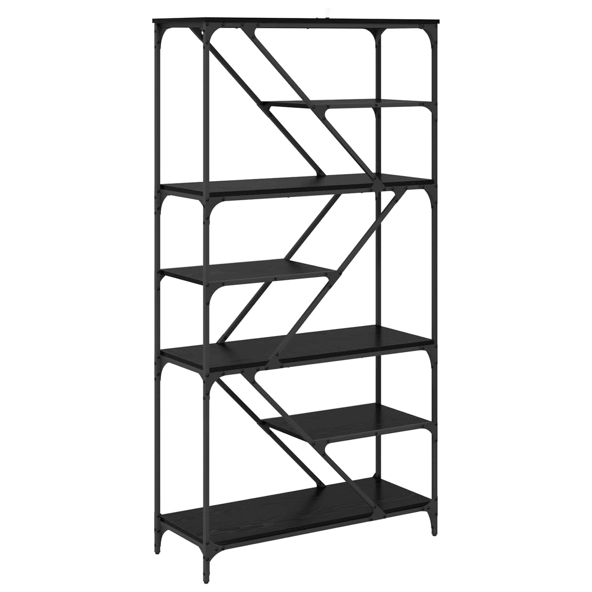 Bogreol 9 niveauer 91 x 36 x 176 cm Konstrueret træ Sort eg