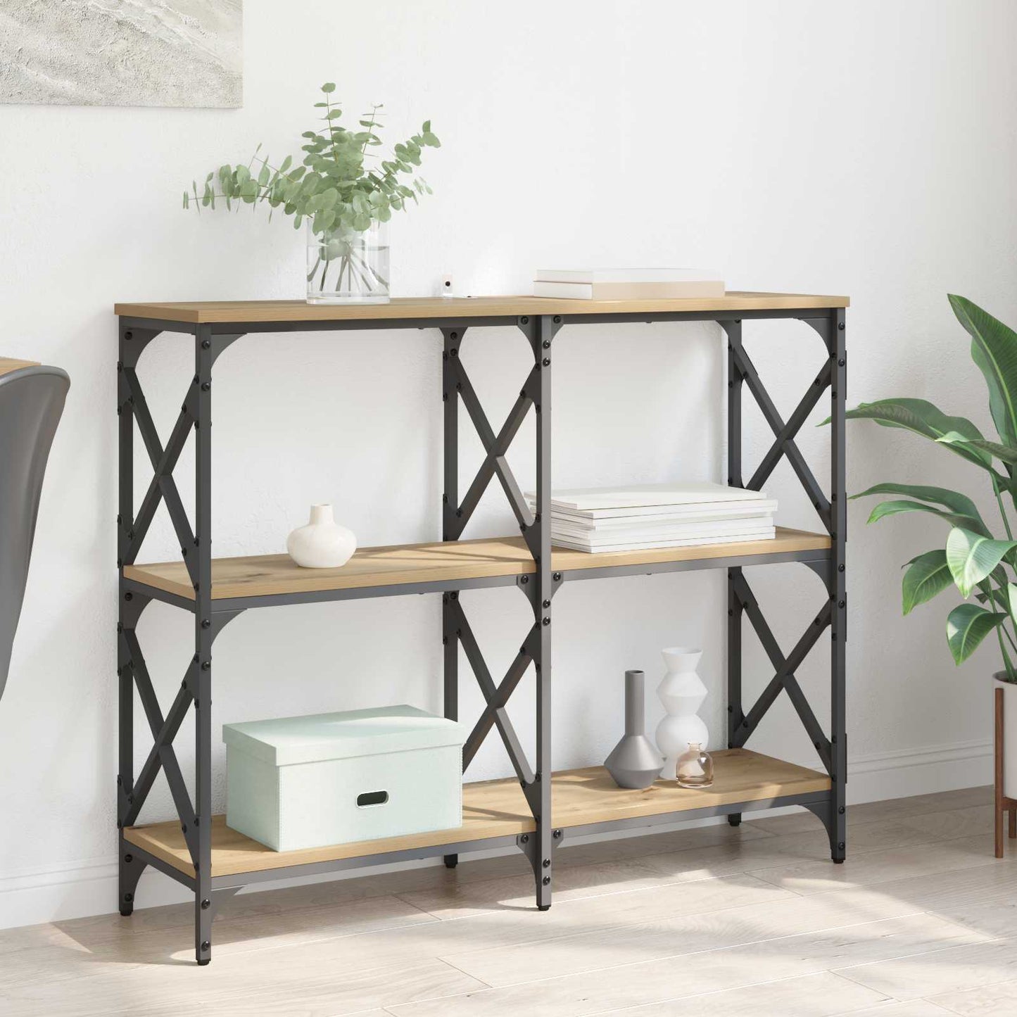 Konsolbord Artisan Egetræ 100 x 28 x 80,5 cm Konstrueret træ