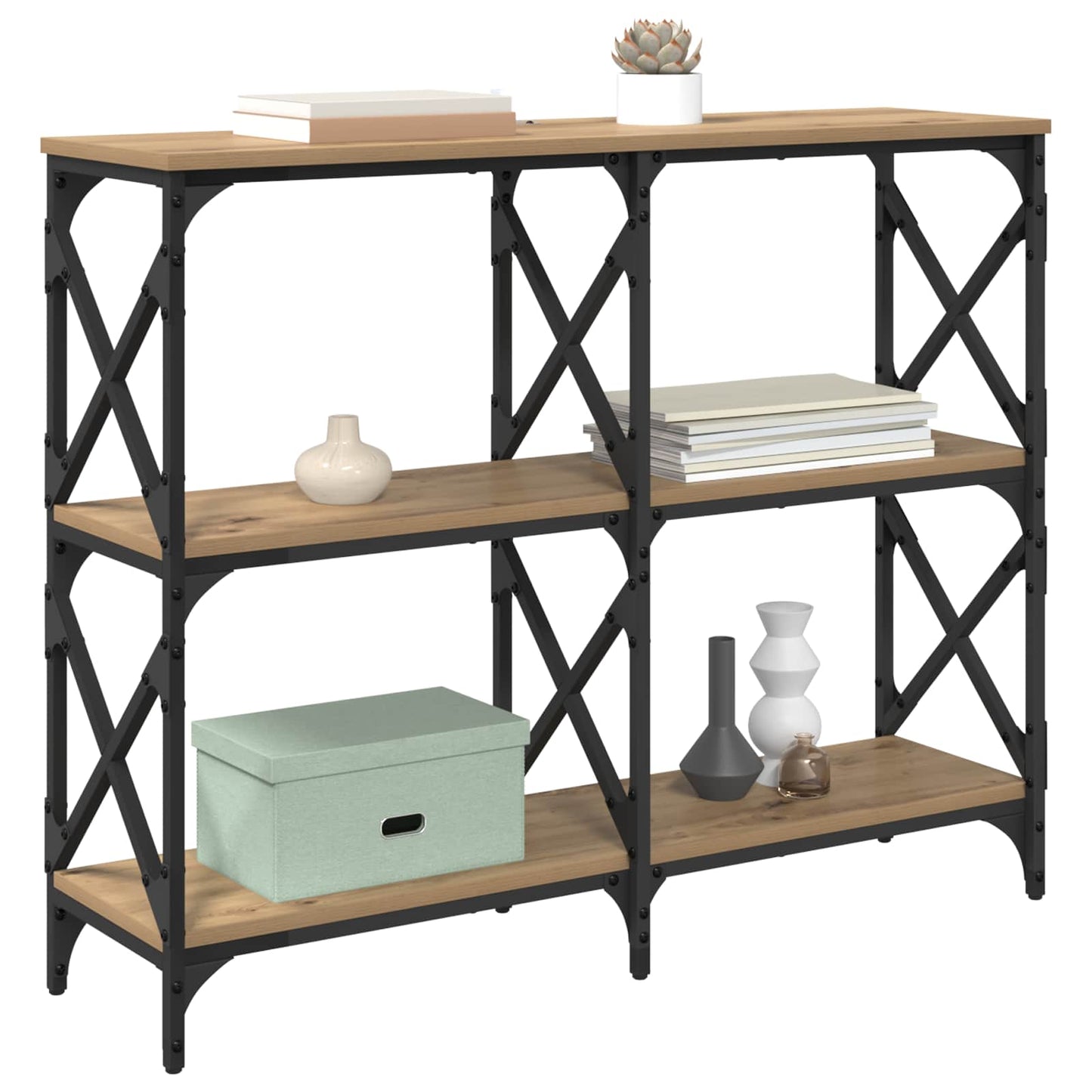 Konsolbord Artisan Egetræ 100 x 28 x 80,5 cm Konstrueret træ