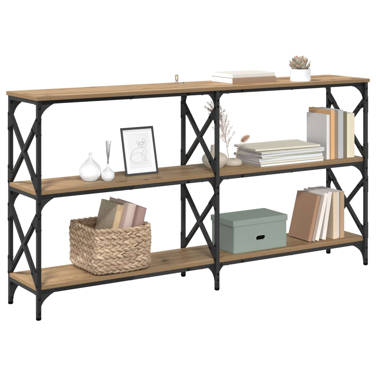 Konsolbord Artisan Egetræ 156 x 28 x 80,5 cm Konstrueret træ