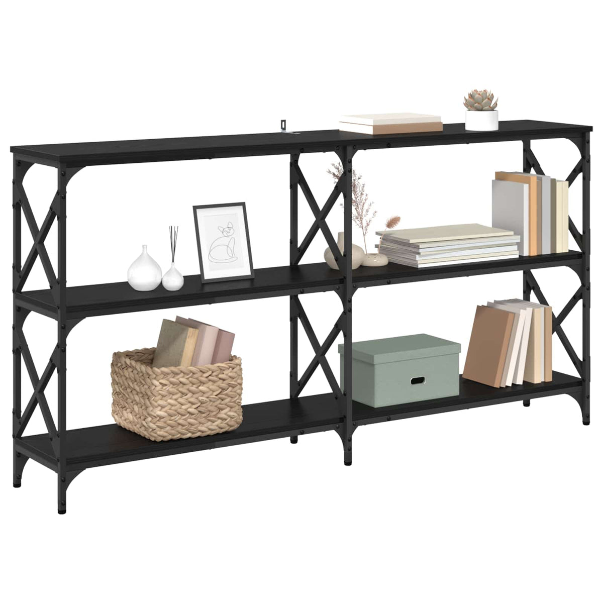 Konsolbord Sort eg 156 x 28 x 80,5 cm Konstrueret træ